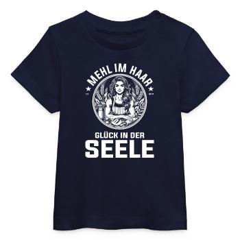Mehl im Haar, Glück in der Seele - Backen Design - Baby Organic T-Shirt Baby Creator von Stanley/Stella - Navy - Vorne
