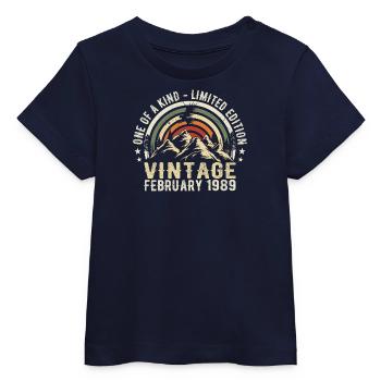 Anniversaire - février Cadeau Vintage février 1989 - T-shirt bébé bio Stanley/Stella - marine - Devant