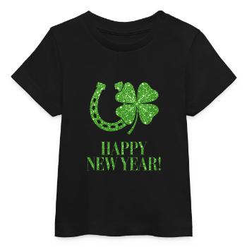 Kleeblatt Hufeisen Silvester Neujahr Glücksbringer - Baby Organic T-Shirt Baby Creator von Stanley/Stella - Schwarz - Vorne