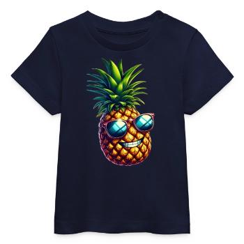 Coole Ananas mit Sonnenbrille – Obst-Design - Baby Organic T-Shirt Baby Creator von Stanley/Stella - Navy - Vorne