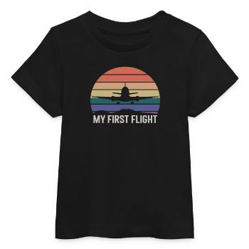 Mon premier vol en avion rétro - T-shirt bébé bio Stanley/Stella - noir - Devant