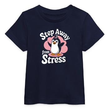 Step away from stress with penguin magic - Baby Organic T-shirt by Stanley/Stella - navy - Front
