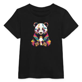 Bunter Geometrischer Panda Kunstwerk - Baby Organic T-Shirt Baby Creator von Stanley/Stella - Schwarz - Vorne