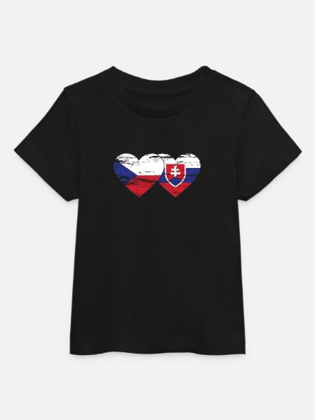 Tjekkiet Slovakiet Flag Heart brugt - Stanley/Stella baby t-shirt økologisk - sort