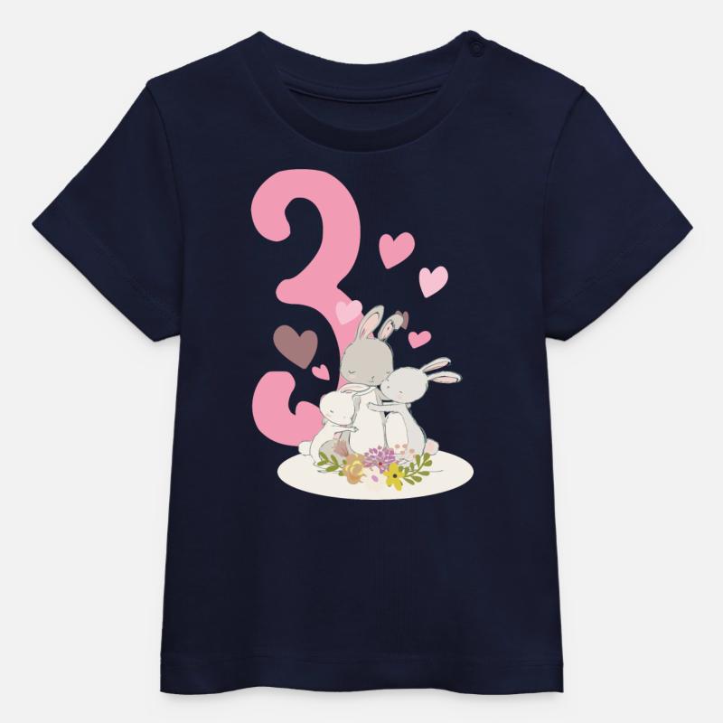 Numéro d'anniversaire 3 Hasenfamilie - T-shirt bébé bio Stanley/Stella - marine