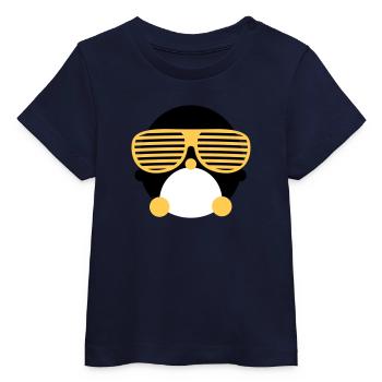 penguin with glasses - Baby Organic T-shirt by Stanley/Stella - navy - Front