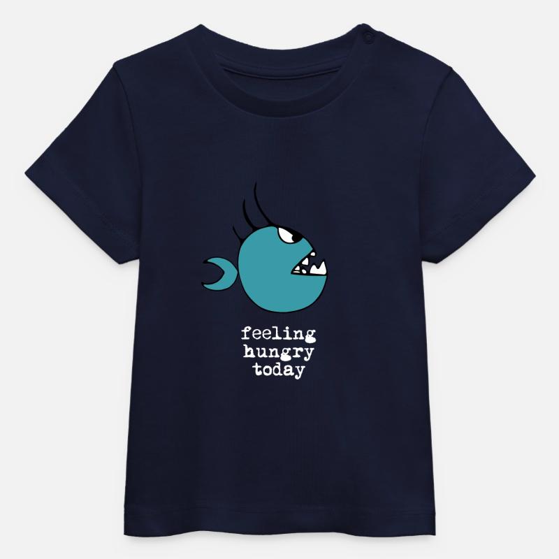 Piranha affamé dessin blanc - T-shirt bébé bio Stanley/Stella - marine