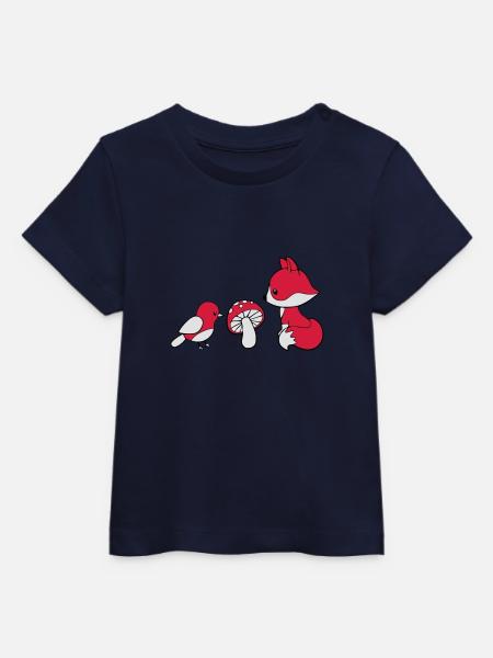 Fuchs Pilz Vogel - Baby Organic T-Shirt Baby Creator von Stanley/Stella - Navy