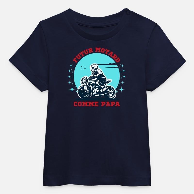 Futur Motard Comme Papa - T-shirt bébé bio Stanley/Stella - marine