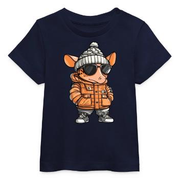 Gürteltier Winter Comic - Baby Organic T-Shirt Baby Creator von Stanley/Stella - Navy - Vorne
