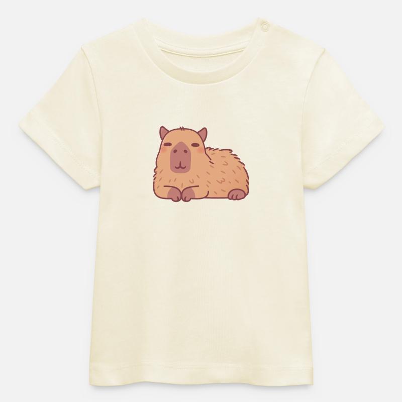 Mignon Doodle Capybara au repos - T-shirt bébé bio Stanley/Stella - écru doux