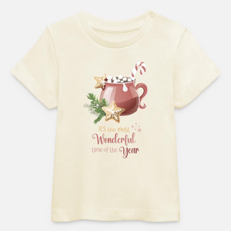 Le cacao chaud, la période la plus merveilleuse de l’année - T-shirt bébé bio Stanley/Stella - écru doux