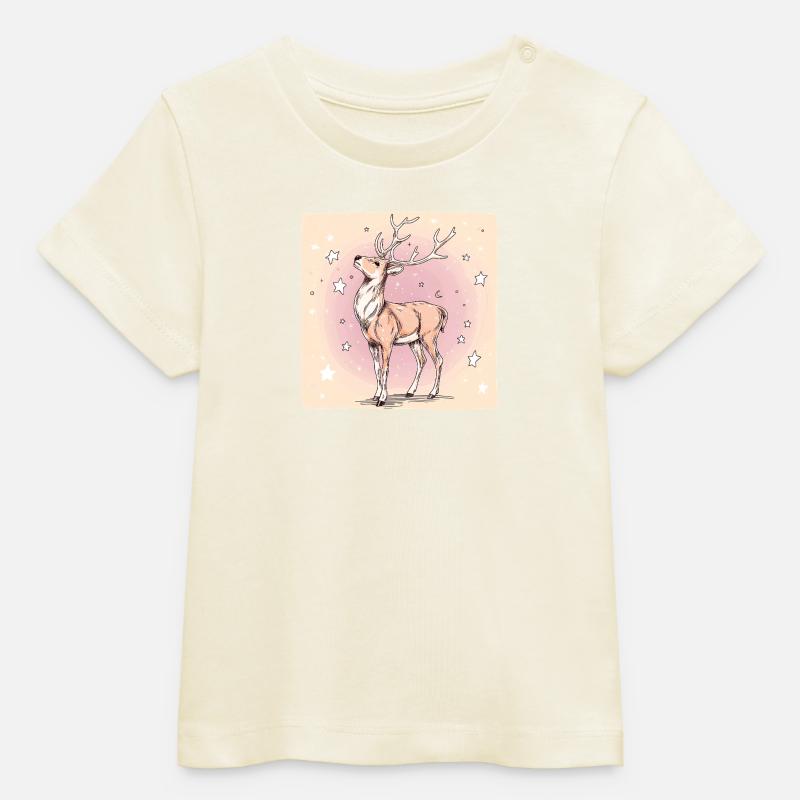 Cerf avec des étoiles - T-shirt bébé bio Stanley/Stella - écru doux