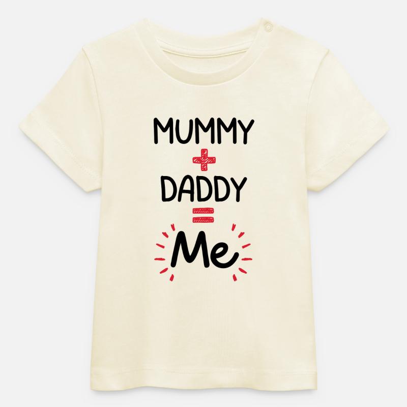 Mummy + Daddy = Me – Amour en Petit Format - T-shirt bébé bio Stanley/Stella - écru doux