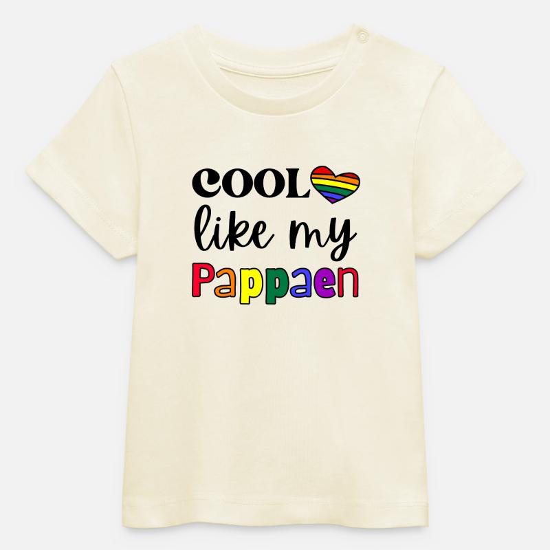Cool comme mon Pappaen, version multilingue - T-shirt bébé bio Stanley/Stella - écru doux