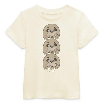 Paquet triple de morse - T-shirt bébé bio Stanley/Stella - écru doux - Devant