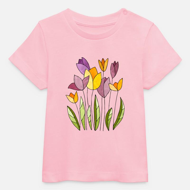 Fleur - T-shirt bébé bio Stanley/Stella - rose pâle