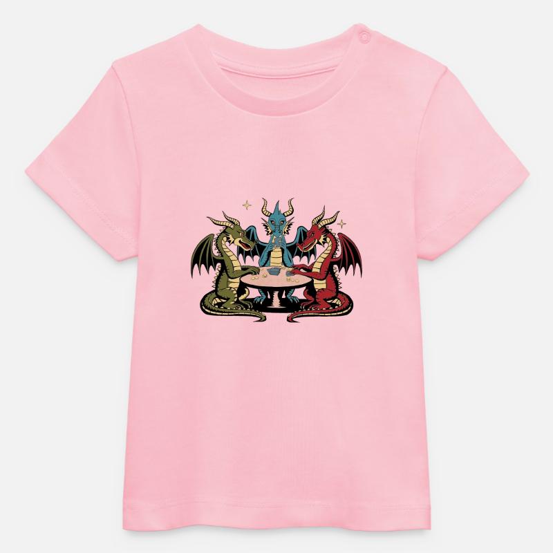 Dragons playing cards - Baby Organic T-shirt by Stanley/Stella - cotton pink