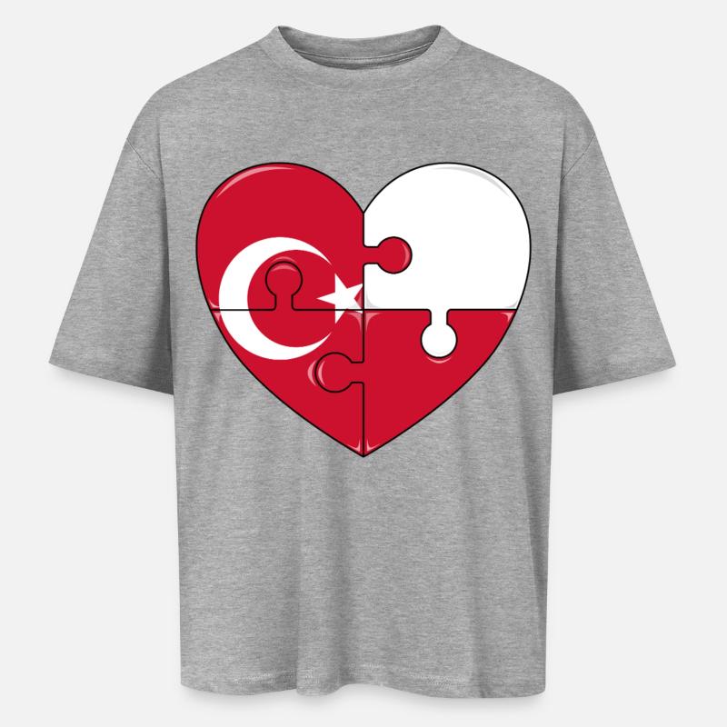 Puzzleherz Flaggenfusion - Oversized Unisex T-Shirt - Grau meliert