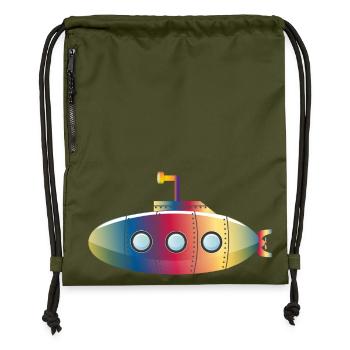 zauberhaftes farbenfrohes U-Boot mit Bullaugen - Turnbeutel aus Recycling-Material - military Green - Vorne
