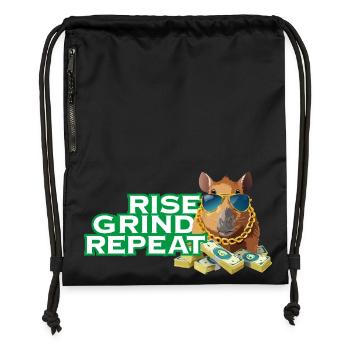 S’élever, se battre, répéter - motivation à Capybara Hustle - Sac à cordon en polyester recyclé - noir - Devant