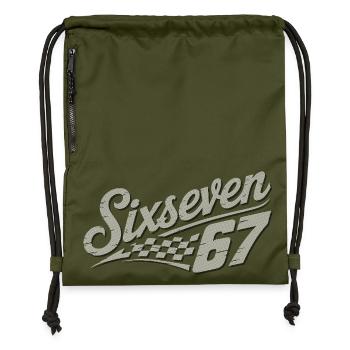Six Seven Checkered Flag - Gymsac made from recycled material - military green - Front