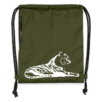 Eleganter Tiger mit Tribal-Design - Turnbeutel aus Recycling-Material - military Green - Vorne
