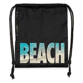 Tropical BEACH Ocean Text Vibe - Gymsac made from recycled material - black - Front