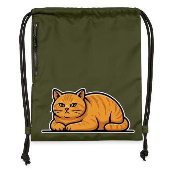 Vintage-rote Katzen-Tabby liegt still und leise Porträt - Turnbeutel aus Recycling-Material - military Green - Vorne