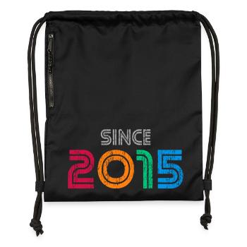 Seit 2015 | Retro-farbenes Geburtstagsjahr - Turnbeutel aus Recycling-Material - Schwarz - Vorne