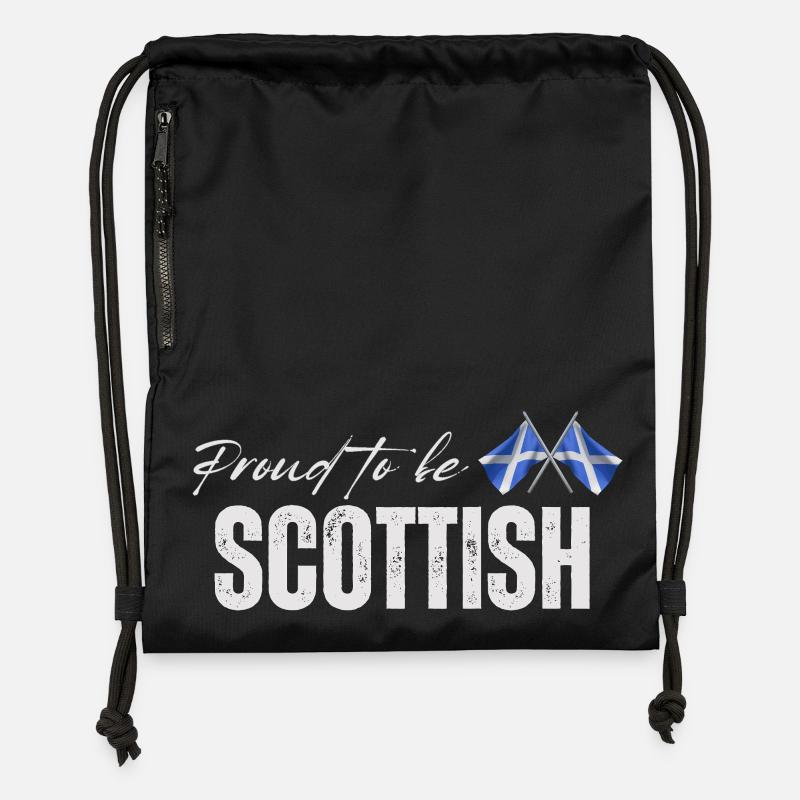 Fier Ecossais, j’adore l’Ecosse - Sac à cordon en polyester recyclé - noir