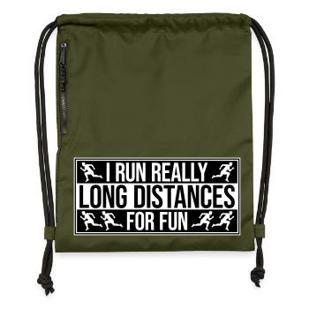 Je cours de très longues distances pour un marathon amusant - Sac à cordon en polyester recyclé - military green - Devant