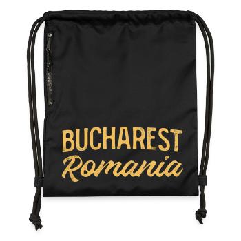 Bucharest Retro Lettering - Gymsac made from recycled material - black - Front