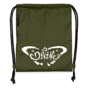 Grunge-Schmetterling – Mystische Transformation - Turnbeutel aus Recycling-Material - military Green - Vorne