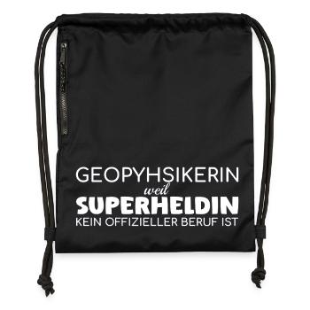 Géophysicienne, super-héroïne, géophysique - Sac à cordon en polyester recyclé - noir - Devant