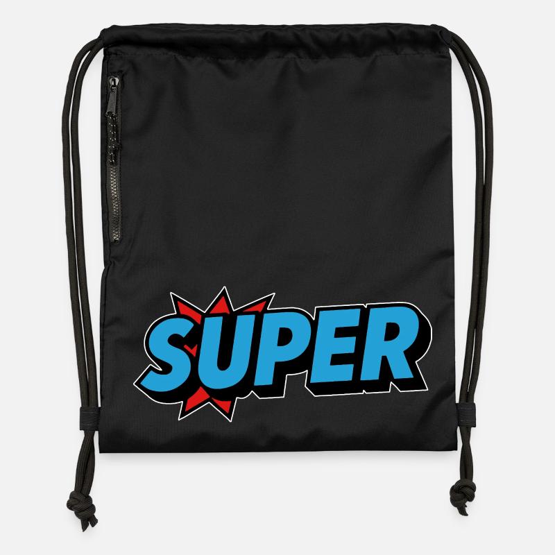 Lettrage rétro à l’ancienne - Sac à cordon en polyester recyclé - noir