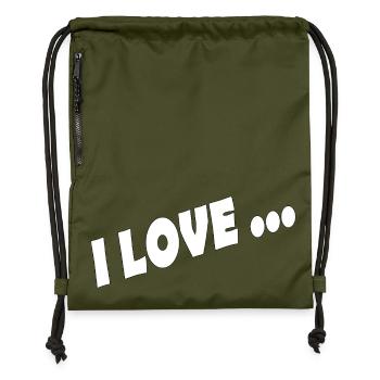 i love - Gymsac made from recycled material - military green - Front