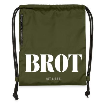 Brot ist Liebe - Turnbeutel aus Recycling-Material - military Green - Vorne