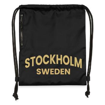 Conception de texte Stockholm – Suède - Sac à cordon en polyester recyclé - noir - Devant