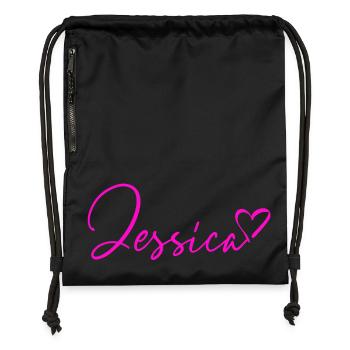Jessica Signature Neon Pink - Gymsac made from recycled material - black - Front
