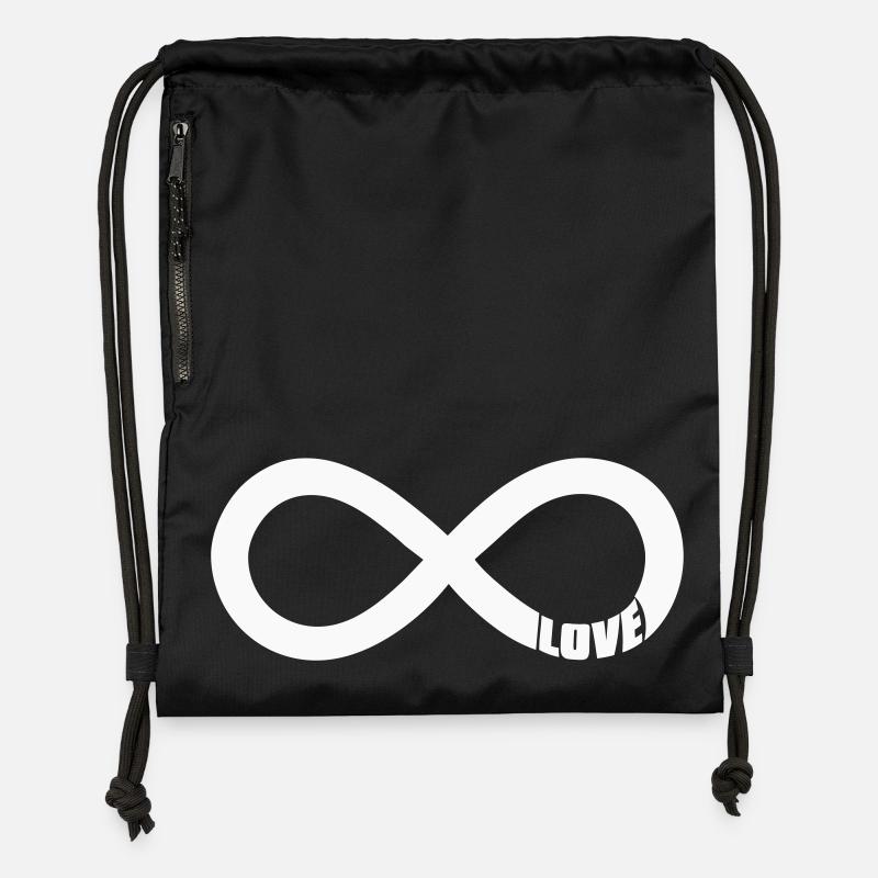 Infinity Love Symbol - White - Gymsac made from recycled material - black