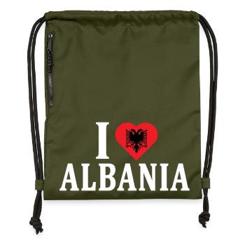 t-shirt j’aime l’Albanie t-shirt Shqiperia - Sac à cordon en polyester recyclé - military green - Devant