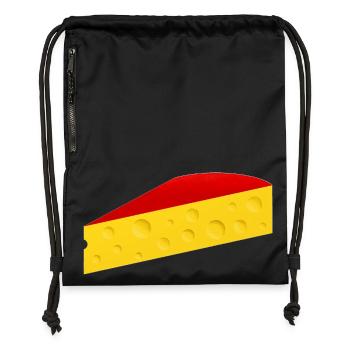 Quartier de fromage à croûte rouge - Sac à cordon en polyester recyclé - noir - Devant