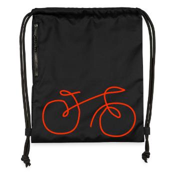 Vélo dessiné à la main - Sac à cordon en polyester recyclé - noir - Devant