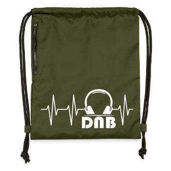 DNB Drum Bass ECG Pulse Heartbeat Earphone Logo - Gymsac made from recycled material - military green - Front