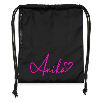 Anika Signature Neon Pink - Gymsac made from recycled material - black - Front