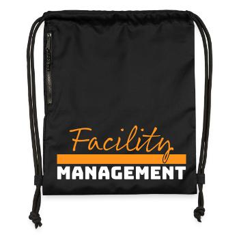 Tshirt Facility Management blanc orangé - Sac à cordon en polyester recyclé - noir - Devant
