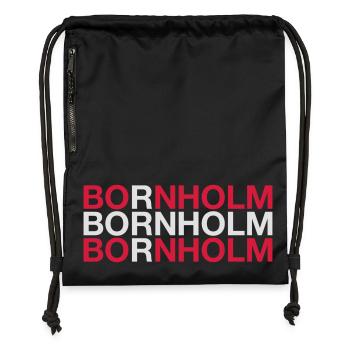 BORNHOLM Dänemark Denmark Dänische Flagge - Turnbeutel aus Recycling-Material - Schwarz - Vorne