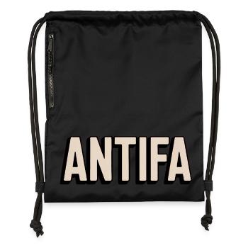 Antifa – Antifaschistisches Merch - Turnbeutel aus Recycling-Material - Schwarz - Vorne