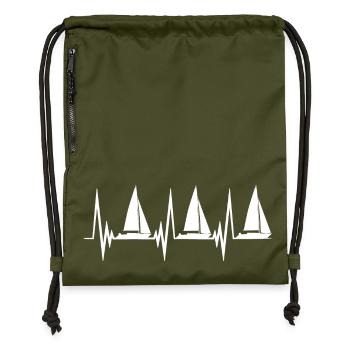 Segeln Herzschlag - Turnbeutel aus Recycling-Material - military Green - Vorne